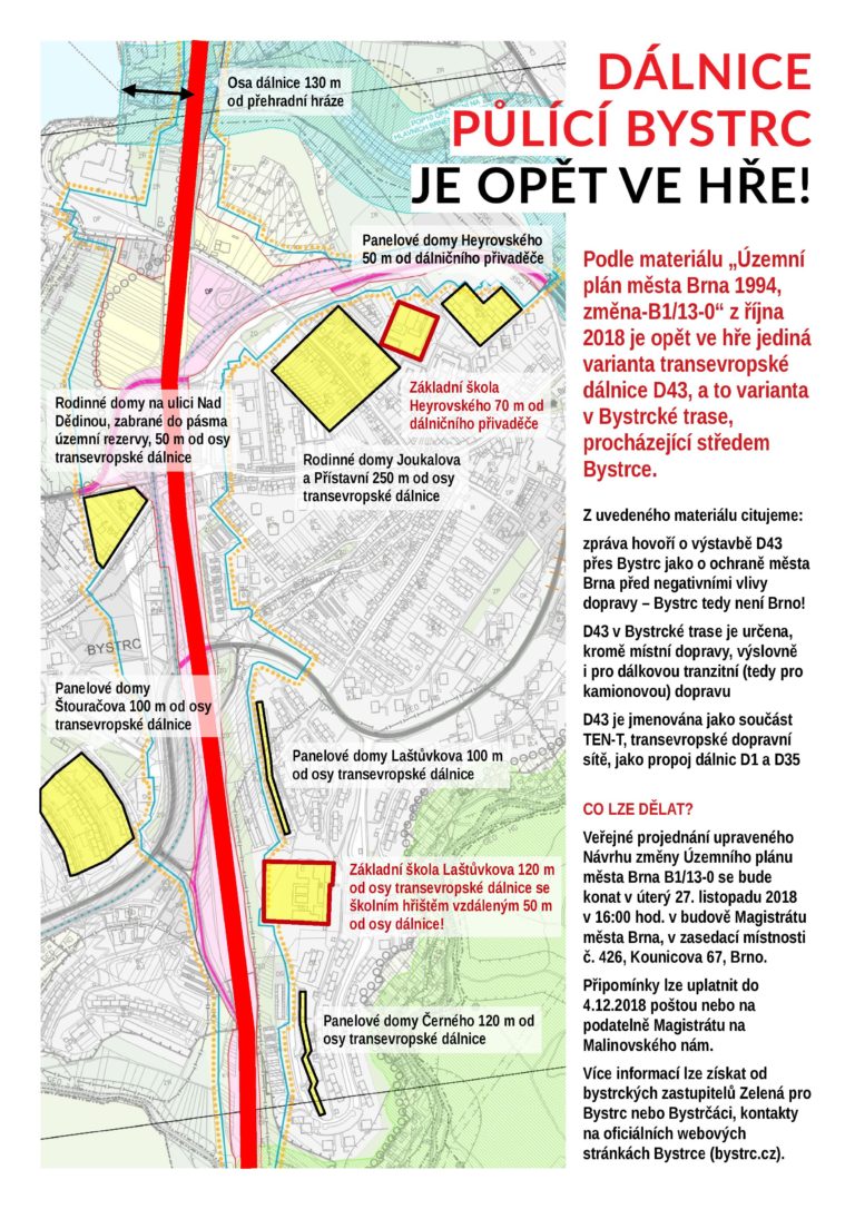 Dálnice půlící Bystrc – projednávání již v úterý 27.11.